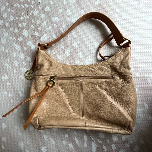 Giani Bernini Genuine Leather Purse, tan and beige with gold hardware - Picture 3 of 7